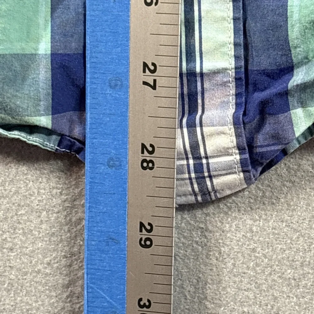 Banana‎ Republic Slim Fit Button Shirt M Blue Green Plaid Mens